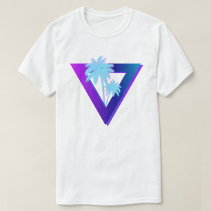 RETROWAVE SYNTHWAVE PALMBOMEN DRIEHOEK T-SHIRT