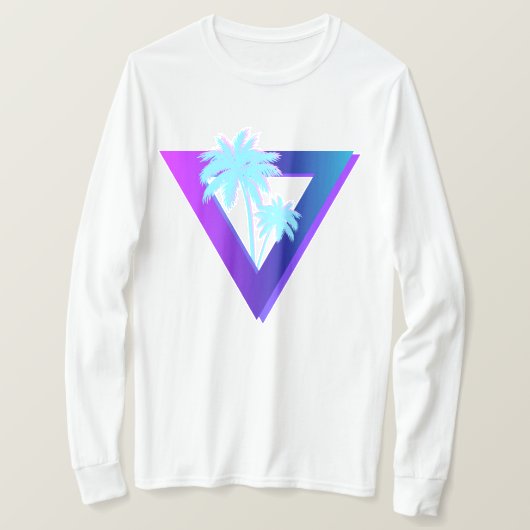 RETROWAVE SYNTHWAVE PALMBOOM TRIANGLE LONGSLEEVE T-SHIRT (Design voorkant)