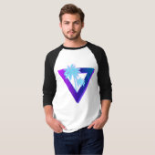 RETROWAVE SYNTHWAVE PALMBOOM TRIANGLE RAGLAN T-SHIRT (Voorkant volledig)