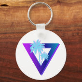 RETROWAVE SYNTHWAVE PALMIERS TRIANGLE PORTE-CLÉS (Recto)