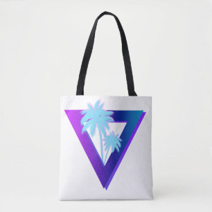 RETROWAVE SYNTHWAVE PALMTREES DRIEHOEK TOTE DRAAGTAS