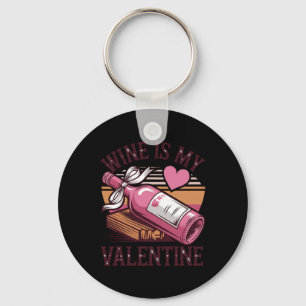Retrowijn is mijn Valentijn Grappige Drink wijnlie Sleutelhanger