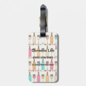 Retrowijnflessen en -glazen bagagelabel (Achterkant verticaal)