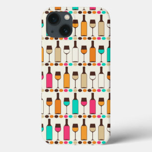 Retrowijnflessen en -glazen iPhone 13 hoesje