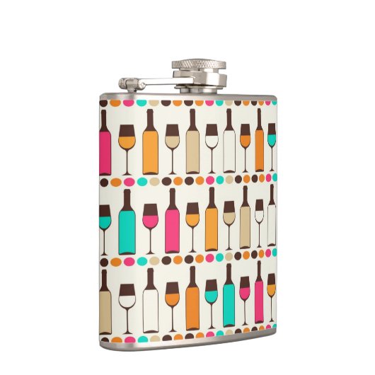 Retrowijnflessen en -glazen heupfles (Rechts)