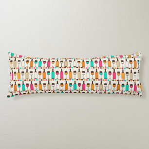 Retrowijnflessen en -glazen lichaamskussen