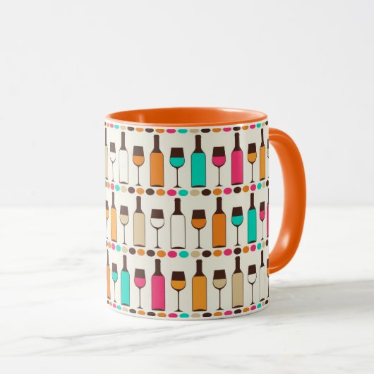 Retrowijnflessen en -glazen mok (Voorkant rechts)