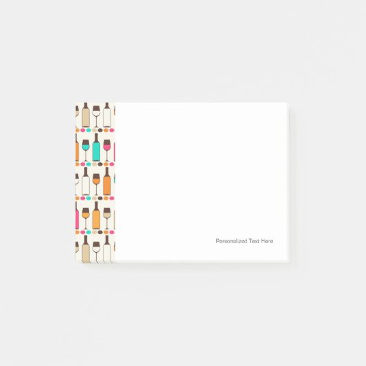 Retrowijnflessen en -glazen post-it® notes (Voorkant)