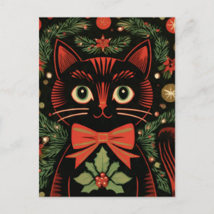 RetroXmasCat Briefkaart