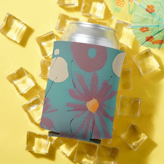 Retroze en witte bloemen blikjeskoeler (Insitu Zomer)