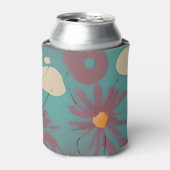 Retroze en witte bloemen blikjeskoeler (Blikje Voorkant)