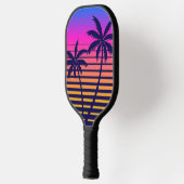 Retrozonnebrand en palmbomen pickleball paddle (Links)