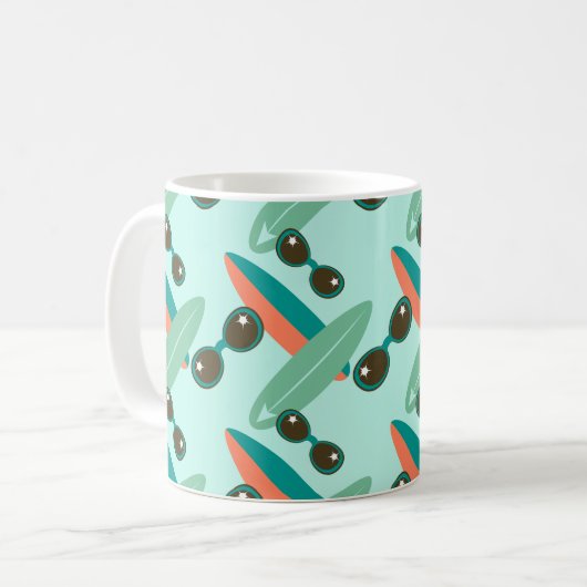 Retrozonnebrillen en surfplanken koffiemok (Voorkant links)