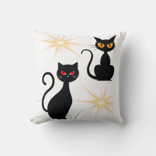 Retrozwarte katten met sterburstkussen/-kussen kussen