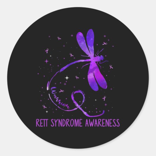 Rett Syndrome Awareness Kostuum Dragonfly Ribbon Ronde Sticker (Voorkant)