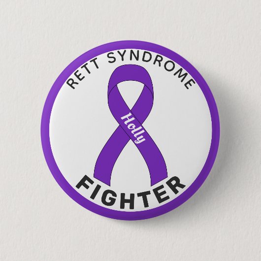Rett Syndrome Fighter Ribbon White Button (Voorkant)