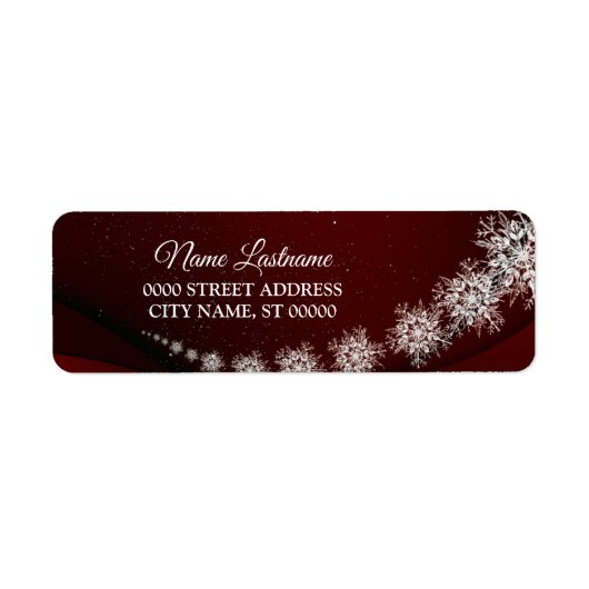 Return Address Christmas Snowflakes Red Rustic Etiket (Voorkant)