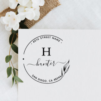 Return Address Elegant Monogram Minimalist Zelfinktende Stempel