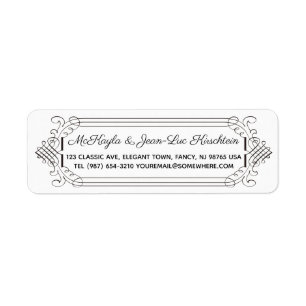 Return Address Elegant Wedding Jubileum Rococo Etiket