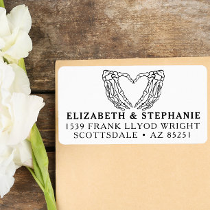 Return Address Gothic Wedding Skeleton Heart Aange Etiket
