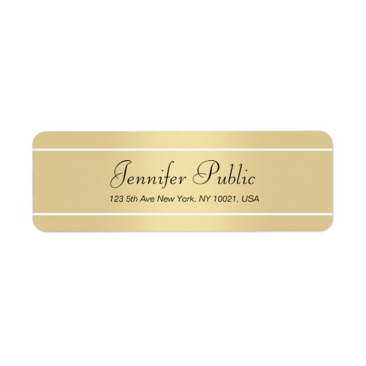 Return Address Label Modern Gold White Script (Voorkant)