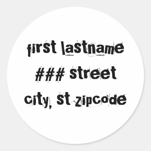return address-label ronde sticker (Voorkant)
