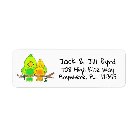 Return Address Label Whimsical Birds (Voorkant)