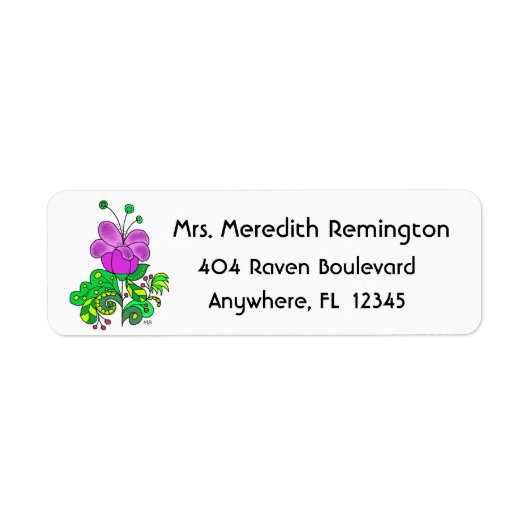 Return Address Label Whimsical Flower (Voorkant)