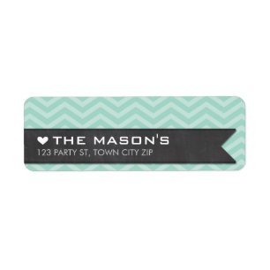RETURN ADRES chevron zigzag mint krijtbord Etiket
