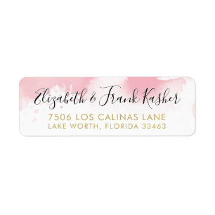 RETURN ADRES goud bord roze waterverf Etiket