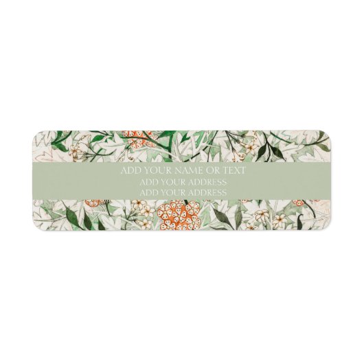 RETURN ADRES LABEL : WILLIAM MORRIS : JASMINE (Voorkant)