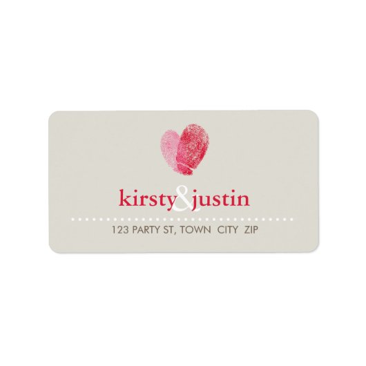 RETURN ADRES LABELS schattige vingerafdruk hart li (Voorkant)