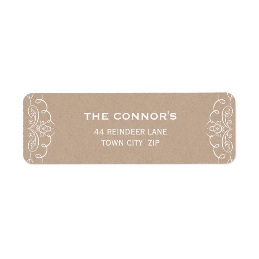 RETURN ADRES LABELS stijlvolle elegante kraft wit (Voorkant)