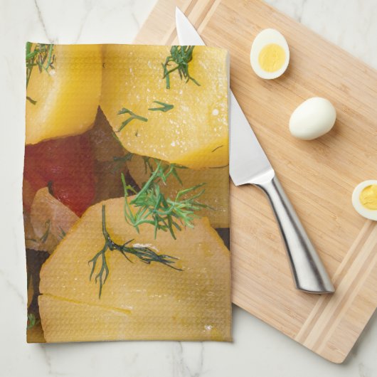 Reuk van aardappelen met uien, klokpeper en dille theedoek (Quarter Fold)