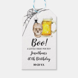 Reuken en Boos Halloween Adult Birthday skull beer Cadeaulabel