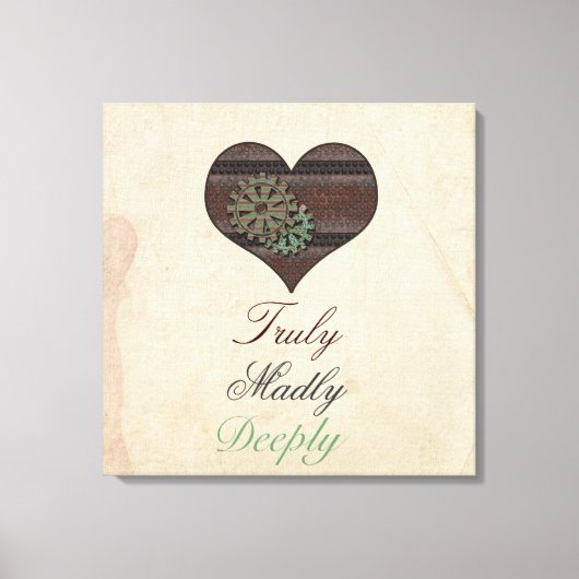 Reuly Madly Deeply Steampunk Heart Wrapped Canvas Afdruk (Voorkant)