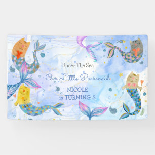 Reumaïde kattenzeemeermin waterverf verjaardag spandoek