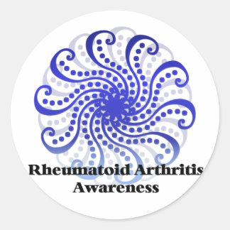 Reumatoïde artritis Bewustheid Blauw ontwerp 6 Ronde Sticker