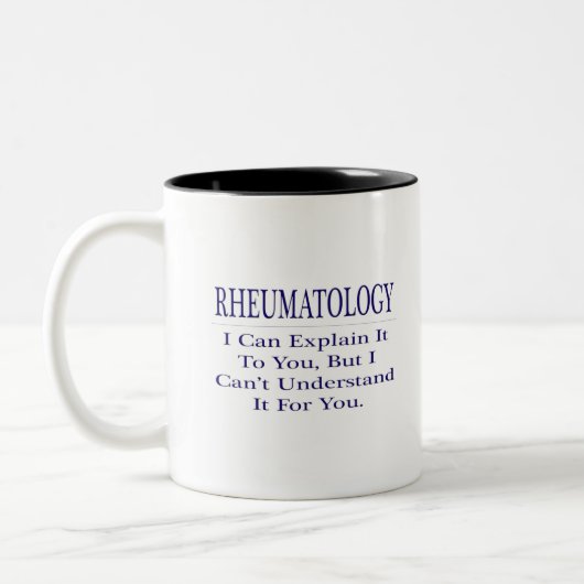 Reumatologische grap .. Leg uit dat u het niet beg Tweekleurige Koffiemok (Links)