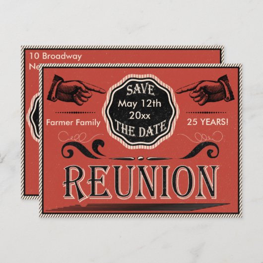  reünie Bewaar de datum Aankondigingskaart (Voorkant / Achterkant)