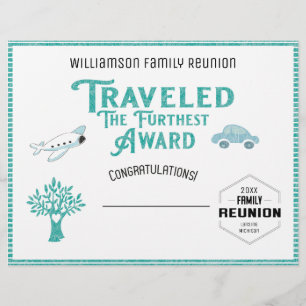 Reunion Award voor de vierde familieboom Briefhoofd