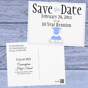 Reunion Class Save the Date Minimalist Pastel Blue Briefkaart