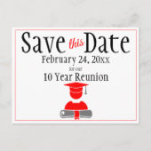 Reunion Class Save the Date Minimalist Red Grey Briefkaart (Voorkant)