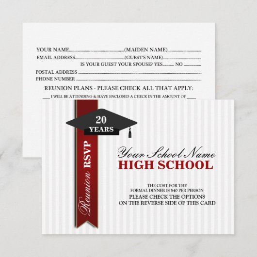 Réunion de classe secondaire RSVP (Devant / Derrière)