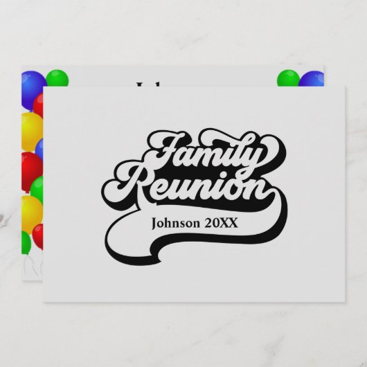 Réunion Familiale Avec Ballons Invitation (Devant / Derrière)