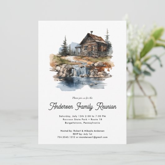 Réunion familiale Rustic Forest Cabine Invitation (Debout devant)