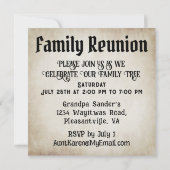 Reunion familiale Vintage Look Invitation (Dos)