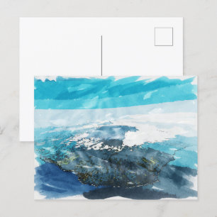 Reunion Island Tropical Waterfall Waterverf Art Briefkaart