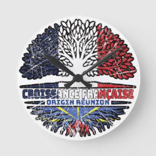 Réunion Réunionese French Tree Roots Flag Ronde Klok