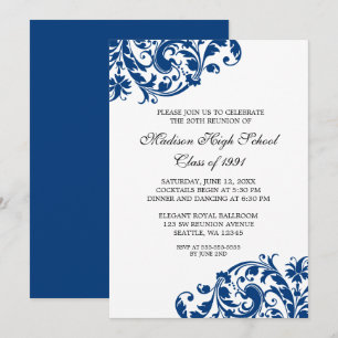 Reunion van de klasse Navy Blue en Black Flourish Kaart